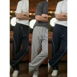 Erkek 3'lü Paket Baggy Biyeli Oversize Relaxed 4 Mevsim Eşofman Altı Bol Paça 2 Iplik Tam Kalıp - 2XL - Siyah - Lacivert - Gri