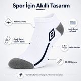 Erkek 3’lü Spor Patik Çorap 39-44 Pamuklu Havlu Destekli Bilek Boy Beyaz Gri - 39 - 44 - 00-Beyaz