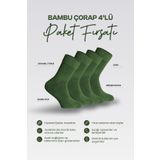 Erkek 4'lü Bambu Lastiksiz Sıkmayan Diyabetik Bilek Çorap/YEŞİL