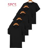 Erkek 5'li Paket Siyah Slim Fit Dar Kesim %100 Pamuk Bisiklet Yaka Tişört