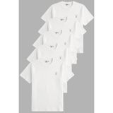 Erkek 5'li Tişört%100 Pamuk Süprem Rahat Kalıp Basic Tişört Bisiklet Yaka Nakışlı T-shirt ERKEK-5Lİ (BEYAZ-BEYAZ-BEYAZ-BEYAZ-BEYAZ, L)