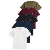 Erkek 5'li Tişört%100 Pamuk Süprem Rahat Kalıp Basic Tişört Bisiklet Yaka Nakışlı T-shirt ERKEK-5Lİ (BEYAZ-SİYAH-LACİVERT-BORDO-HAKİ, L)