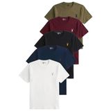 Erkek 5'li Tişört%100 Pamuk Süprem Rahat Kalıp Basic Tişört Bisiklet Yaka Nakışlı T-shirt ERKEK-5Lİ (BEYAZ-SİYAH-LACİVERT-BORDO-HAKİ, M)