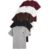 Erkek 5'li Tişört%100 Pamuk Süprem Rahat Kalıp Basic Tişört Bisiklet Yaka Nakışlı T-shirt ERKEK-5Lİ (BORO-GRİ-KAHVERENGİ-SİYAH-BEYAZ, S)