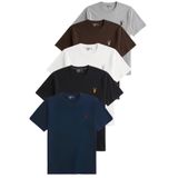 Erkek 5'li Tişört%100 Pamuk Süprem Rahat Kalıp Basic Tişört Bisiklet Yaka Nakışlı T-shirt ERKEK-5Lİ (LACİVERT-SİYAH-BEYAZ-KAHVERENGİ-GRİ, M)