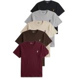 Erkek 5'li Tişört%100 Pamuk Süprem Rahat Kalıp Basic Tişört Bisiklet Yaka Nakışlı T-shirt ERKEK-5Lİ (SİYAH-KAHVE-GRİ-BEJ-BORDO, S)