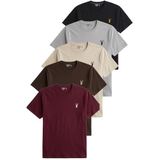Erkek 5'li Tişört%100 Pamuk Süprem Rahat Kalıp Basic Tişört Bisiklet Yaka Nakışlı T-shirt ERKEK-5Lİ (SİYAH-KAHVE-GRİ-BEJ-BORDO, XL)
