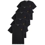 Erkek 5'li Tişört%100 Pamuk Süprem Rahat Kalıp Basic Tişört Bisiklet Yaka Nakışlı T-shirt ERKEK-5Lİ (SİYAH-SİYAH-SİYAH-SİYAH-SİYAH, 2XL)