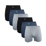 Erkek 6 Lı Pamuk Elastan Uzun Boxer 6M073 (SİYAH-GRİ-FÜME, XXL)