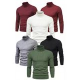 Erkek 6'Lı Siyah, Beyaz, Bordo, Gri, Haki Kaşkorse Boğazlı Full Likralı Fitilli Body Kazak