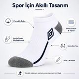 Erkek 6'Lı Spor Patik Çorap 39-43 Pamuklu Havlu Destekli Bilek Boy Beyaz Gri