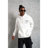 Erkek 98 Baskılı Kapşonlu 3 Iplik Pamuklu Sweatshirt Hoodie - Beyaz
