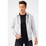 ERKEK A.GRİ MODERNFIT / EKSTRA DAR KALIP KAPŞONLU FERMUARLI SWEATSHİRT