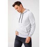 ERKEK A.GRİ MODERNFIT / EKSTRA DAR KALIP KAPŞONLU FERMUARSIZ SWEATSHİRT
