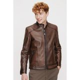 Erkek A-Kahverengi New York Deri Mont - XL