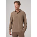 Erkek A-Kahverengi Trend Düğmeli Polo Yaka Sweatshirt