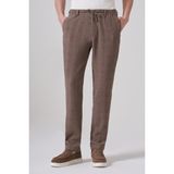 Erkek A-Kahverengi Trend Ekose Lastikli İpli Slim Fit Pantolon