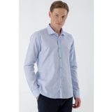 Erkek A. MAVİ Pamuk Desenli İtalyan Yaka Slim Fit Gömlek