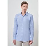 Erkek A. Mavi Pamuk Trend Slim Fit Sert Yaka Gömlek - Buz Mavisi