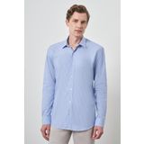 Erkek A. MAVİ Pamuk Trend Slim Fit Sert Yaka Gömlek