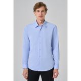 Erkek A. MAVİ Slim Fit Sert Yaka Gömlek