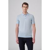 Erkek A. MAVİ Trend Polo Yaka Jakarlı Triko T-Shirt