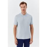 Erkek Açık Gri Dar Kesim Slim Fit %100 Pamuk Dokuma Düğmeli Polo Yaka Tişört