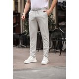 Erkek Açık Gri Jogger Kesim Bel Lastikli Esnek Likralı Silimfit Kumaş Pantolon - 38