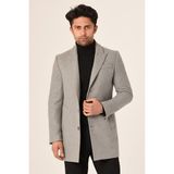 Erkek Açık Gri Kaşe Kaban Slim Fit | Agustini - 58