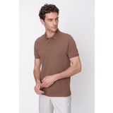 Erkek AÇIK KAHVE Basic Polo Yaka Dynamic Fit T-Shirt