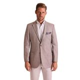 Erkek Açık Kahverengi Slim Fit Desenli Spor Keten Ceket