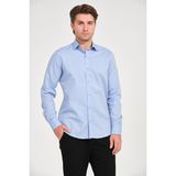 Erkek Açık Mavi Comfort Fit Uzun Kollu Gömlek - 2XL