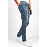 Erkek Açık Mavi Taşlamalı Slim Fit Denim Jeans Kot Pantolon HLTHE001943A