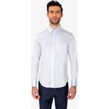 Erkek Açık Mavi Uzun Kol Slim Fit Saten Gömlek - XL