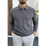Erkek Açık Yaka Normal Kalıp Kazak Antrasit EDW412 - 2XL