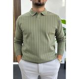 Erkek Açık Yaka Normal Kalıp Kazak Haki EDW412 - Haki Yeşil - 2XL