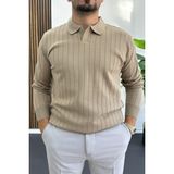 Erkek Açık Yaka Normal Kalıp Kazak Vizon EDW412