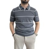 Erkek Açık Yaka Yan Çizgili Tişört Füme Edw259