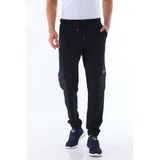 Erkek Amerikan Pike Kumaş Bel Paça Lastikli Lacivert Eşofman Altı - 3005 - 2XL