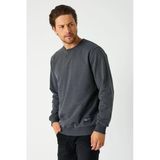 Erkek Antrasit Basic Bisiklet Yaka Sweatshirt