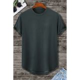Erkek Antrasit Bisiklet Yaka Oval Etek Salaş %100 Pamuk Basic T-Shirt