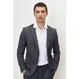 Erkek Antrasit Ekstra Slim Fit Dar Kesim Mono Yaka Desenli Takım Elbise