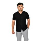 Erkek Apaçi Yaka Düğmeli Tişört 9655 BGL-ST04589 SİYAH M