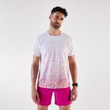 Erkek Arazi Koşusu Tişörtü - Pembe/Beyaz - Kiprun Run 500