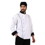 Erkek Aşçı Ceket 01 - Beyaz Siyah Biye