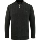 Erkek Astarlı Triko Mevsimlik Mont Hakim Yaka Çelik Örgü Desenli Klasik Kalıp - 5209T - Koyu Gri - XL