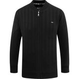 Erkek Astarlı Triko Mevsimlik Mont Hakim Yaka Çelik Örgü Desenli Klasik Kalıp - 5209T - Siyah - 2XL