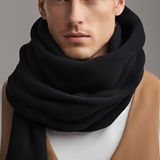 Erkek Atkı Polar Uzun Soğuk Geçirmez Kalın Kaşkol Kışlık Şal Soft Boyun Atkısı Sıcak Tutan Boyunluk Örme Uzun Erkek Polar Boyun Bandanası Erkek Kışlık Kaşkol 195 cm (Siyah)