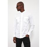 Erkek Austin Beyaz Slim Fit Gabardin Gömlek - 2XL