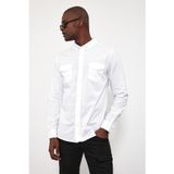 Erkek Austin Slim Fit Gabardin Gömlek%100 Pamuk - Beyaz BEYAZ